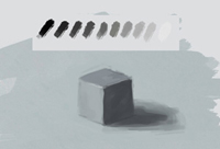 How to shade, render, paint values drawing lesson, white cubes exercise for artist. Part 1 of 3