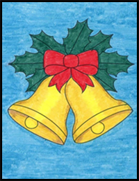 Easy How to Draw a Christmas Bell Tutorial and Bell Coloring Page
