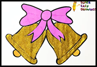 How to Draw and Color a Christmas Bell Step by Step with GLITTER