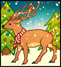 How to Draw a Christmas Deer