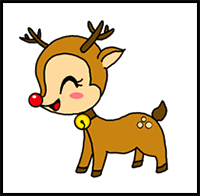 How to Draw Rudolph The Red Nosed Reindeer with Easy Step by Step