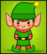 How to Draw a Christmas Elf for Kids
