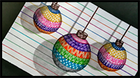 How to Draw a Christmas Tree Ball/3D Decorative Christmas Ornament