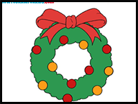 How to Draw a Christmas Wreath