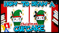 How to Draw a Christmas Elf Cupcake