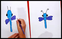 How to Draw a Dragonfly and Frog