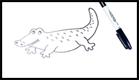 How to Draw a Crocodile Step by Step | Crocodile Drawing Lesson