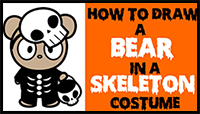 How to Draw a Cute Cartoon Bear Dressed Up Like a Skeleton