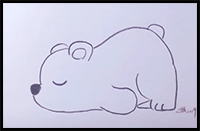 How to Draw a Bear - Very Cute Sleeping Polar Bear Cub