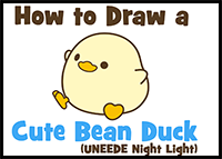 how to draw a cute cartoon kawaii chibi duck step by step
