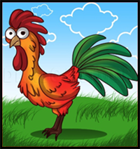 How to Draw a Cartoon Rooster