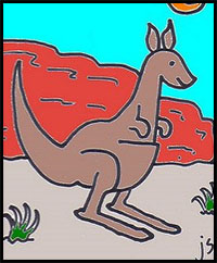 how to Draw a Kangaroo for kids
