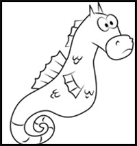 how to draw Mystery the seahorse from Spongebob SquarePants