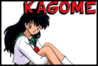 How to Draw Kagome Higurashi from Inuyasha with Easy Steps
