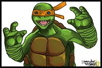 How to Draw Michaelangelo from Teenage Mutant Ninja Turtles