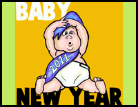How to Draw Cartoon Baby New Year