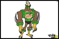 How to Draw Kickin Hawk from Ben 10 Omniverse