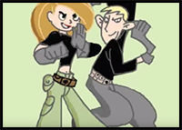 Draw Kim and Ron from Kim Possible
