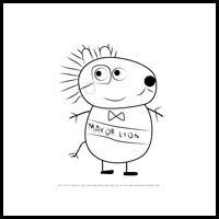 how to draw mayor lion from pegga pig