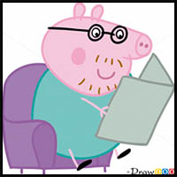 how to draw daddy pig from pegga pig