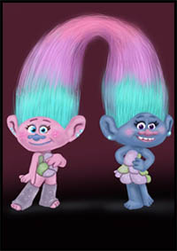 how to draw satin and chenille from trolls