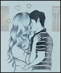 Drawing Couple Kissing