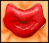 How to Draw Red Puckered Lips