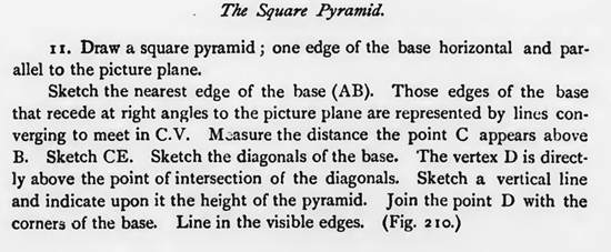 Perspective and Drawing the Square Bottomed Pyramid