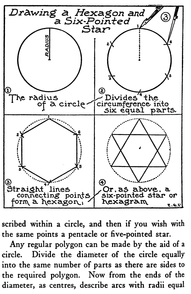 how to draw a hexagon and a six pointed star
