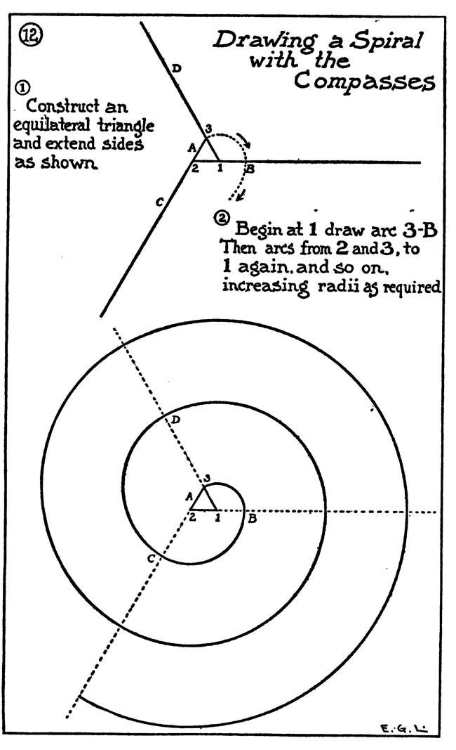drawing spirals with compasses