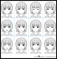 12 Anime Facial Expressions Chart & Drawing Tutorial