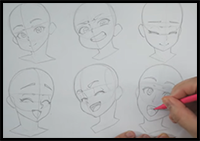 How to Draw Smiling Happy Expressions (Real Time)