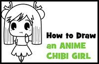 Learn How to Draw an Anime / Chibi Girl in a School Skirt and Buns Easy Step-by-Step Drawing Tutorial for Kids
