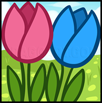 How to Draw Tullips for Kids