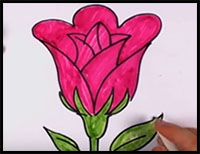 How to Draw a Rose Easy - Open Rose Art Tutorial 