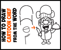 Learn how to draw a cartoon chef from the word chef