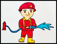 Fireman | Drawing Easy Fire Fighter for Kids