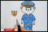 Drawing and Coloring a Playful Police Officer and Handcuffs
