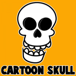 How to Draw an Easy Cartoon Skull for Halloween Step by Step Lesson for Kids 