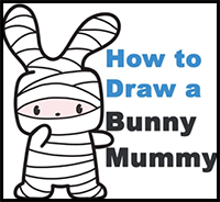 How to Draw a Cute Kawaii Bunny Mummy for Halloween - Easy Step by Step Drawing Tutorial