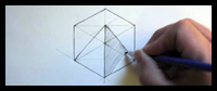 How to draw an isometric pyramid inside a cube