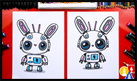 How to Draw an Easter Bunny Robot
