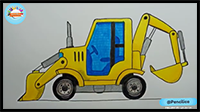 How to Draw a Backhoe Loader Easy
