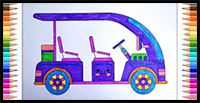 How to Draw Golf Cart and Color for Kids