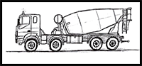 How to Draw a Cement Mixer Truck