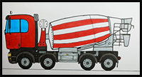 How to Draw Concrete Mixer Truck for Kids
