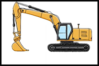 How to Draw Excavator Construction Truck
