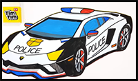 Draw a Police Car Lamborghini Patrol Car