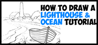 How to Draw a Lighthouse by the Sea Step by Step Drawing Tutorial for Beginners and Kids