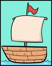 how to draw boat in 7 steps
